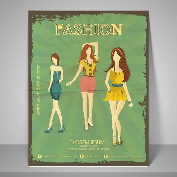 Poster, spandoek en flyer voor modeshow. — Stockvector