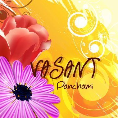 Vasant Panchami kutlama için tebrik kartı tasarımı.