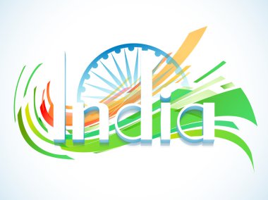 Ashoka Hint Cumhuriyet Bayramı için tekerlek ile 3D metin.