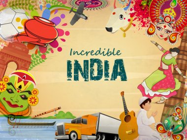 Poster or banner design of Incredible India. clipart