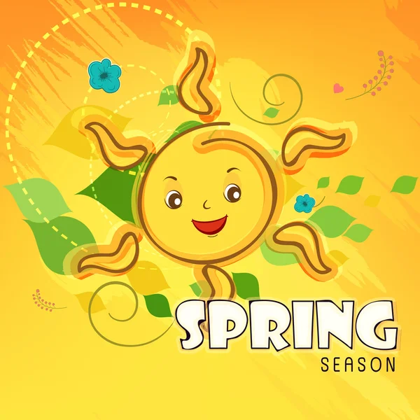 Concept de saison printanière avec soleil souriant . — Image vectorielle