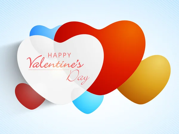 Happy Valentine's Day celebration with colorful hearts. — Stock Vector