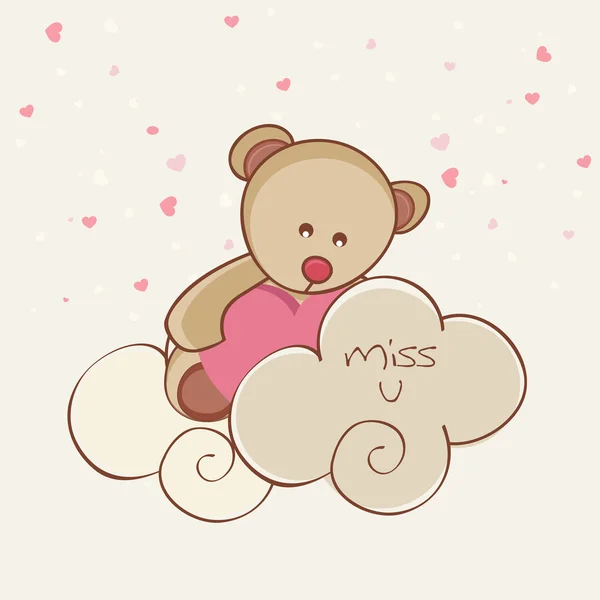 Happy Valentine's Day viering met cute teddy. — Stockvector