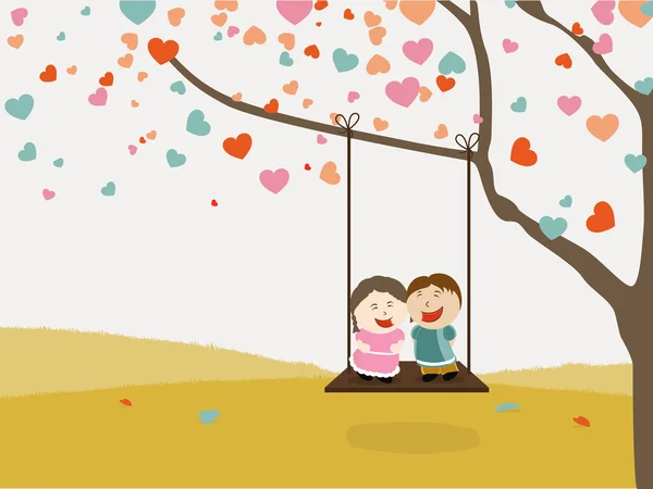 Schattige kinderen swingende voor Valentine's Day viering. — Stockvector