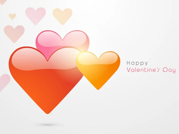 Happy Valentine 's Day celebration with glossy hearts . — стоковый вектор