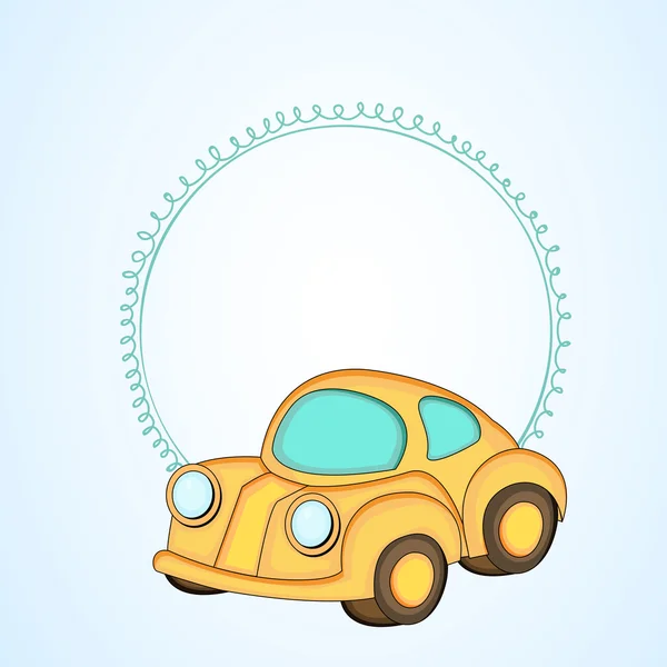 Simple blank frame for your message with kiddish style car. — Stock Vector