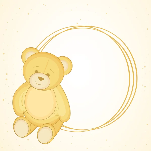 Urso bonito com moldura em branco em forma de círculo . — Vetor de Stock