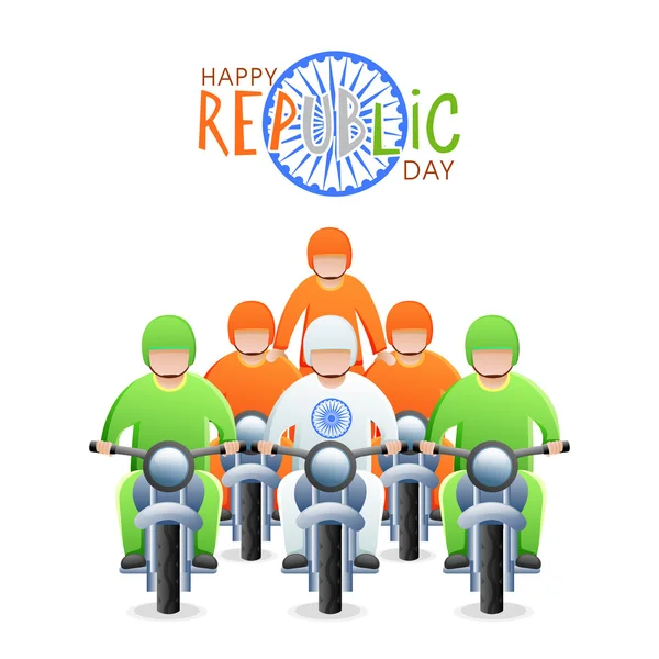 Fête de la République indienne avec cyclistes . — Image vectorielle