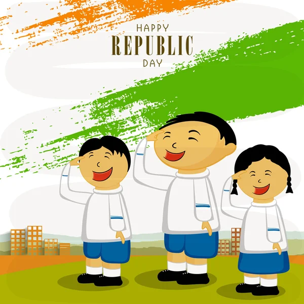 Indian Republic Day viering met schattige kinderen. — Stockvector