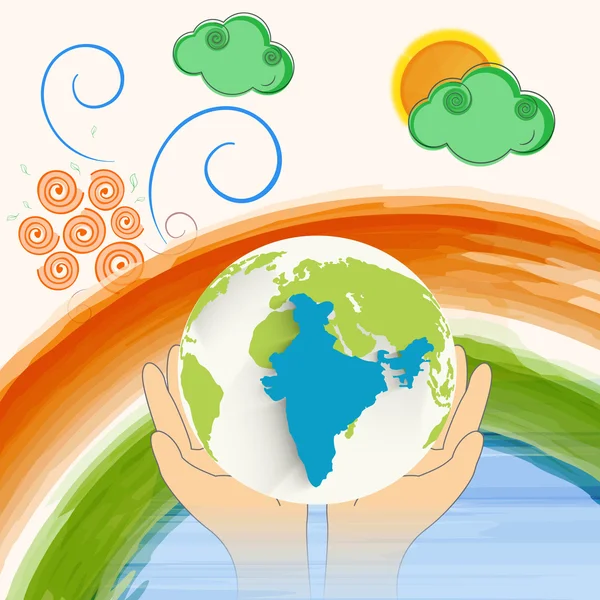 印度共和国日庆祝活动与地球. — 图库矢量图片