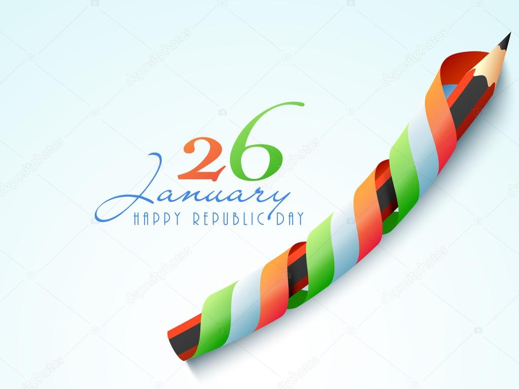 Happy Indian Republic Day celebration with pencil.