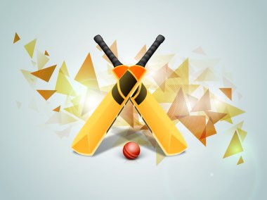 Parlak yarasalar ve Kriket için kırmızı top.