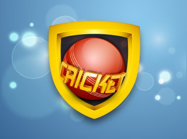 Kriket kalkanı top ve 3d metin ile.