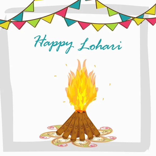 Lohri boldog ünnep üdvözlőkártya. — Stock Vector