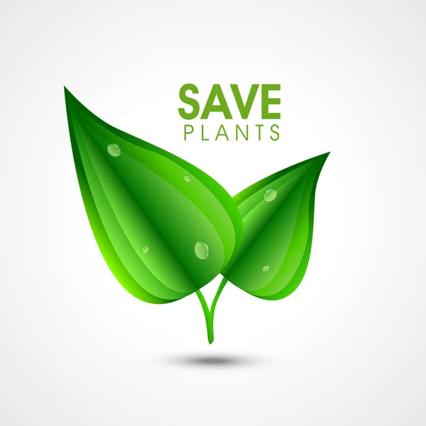 Plant concept opslaan met groene bladeren. — Stockvector