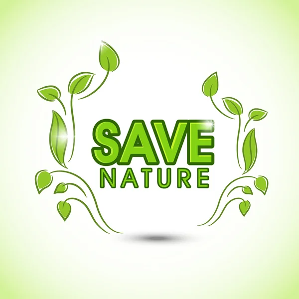 Salva il testo della natura con foglie verdi . — Vettoriale Stock