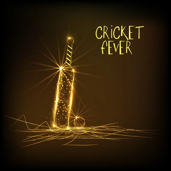 Golden bat och bollen för Cricket feber. — Stock vektor