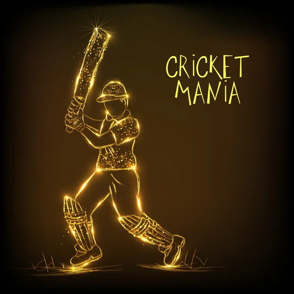 Concepto de deportes de cricket con bateador . — Vector de stock