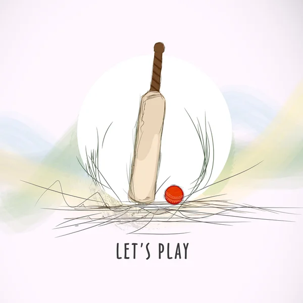 Концепция крикетного спорта с битой и мячом . — стоковый вектор