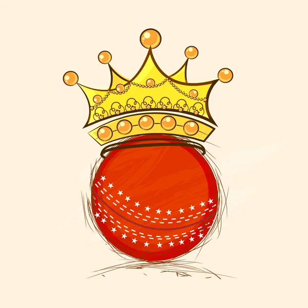 Red ball in crown for Cricket. — Stock Vector