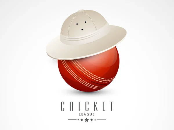 Rode bal in hoed voor Cricket League. — Stockvector