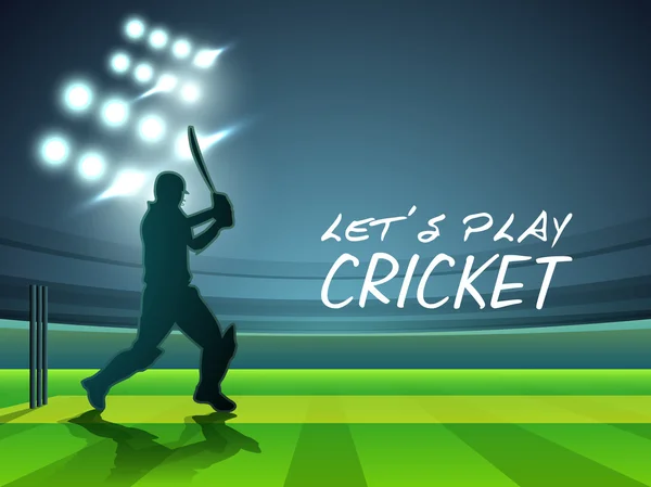 Cricket conceito de esportes com batedor . — Vetor de Stock