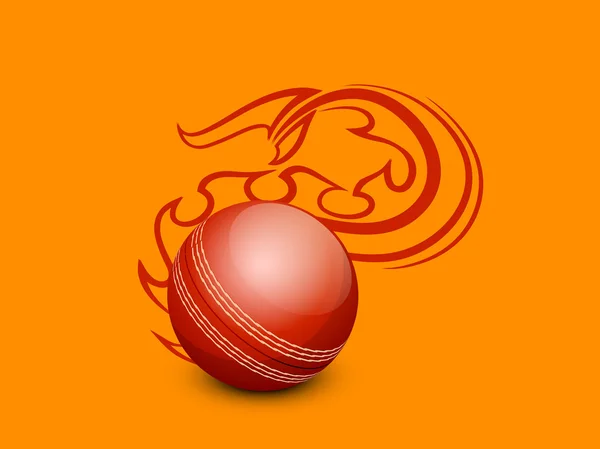 Kriket için alev kırmızı top. — Stok Vektör