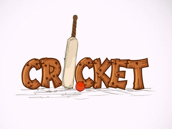 Concetto sportivo di cricket con mazza e palla . — Vettoriale Stock