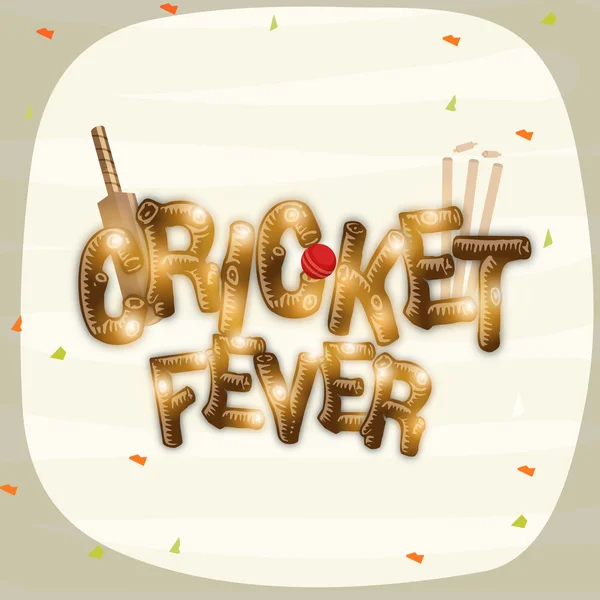 Concepto de deportes de cricket con bate, bola y muñones de wicket . — Vector de stock