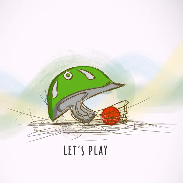 Casque Batsman avec boule pour cricket . — Image vectorielle