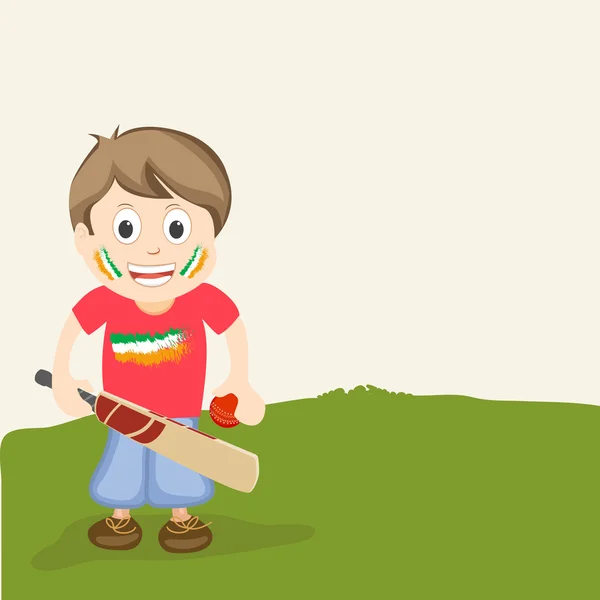 Cricket sport koncept med söt liten pojke. — Stock vektor