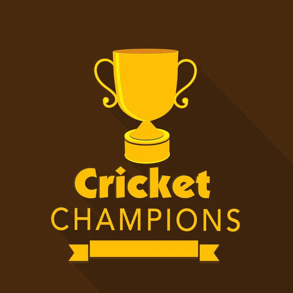 Golden winning trophy for Cricket Champions. — Stock Vector