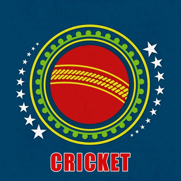 Abzeichen mit Cricketball. — Stockvektor
