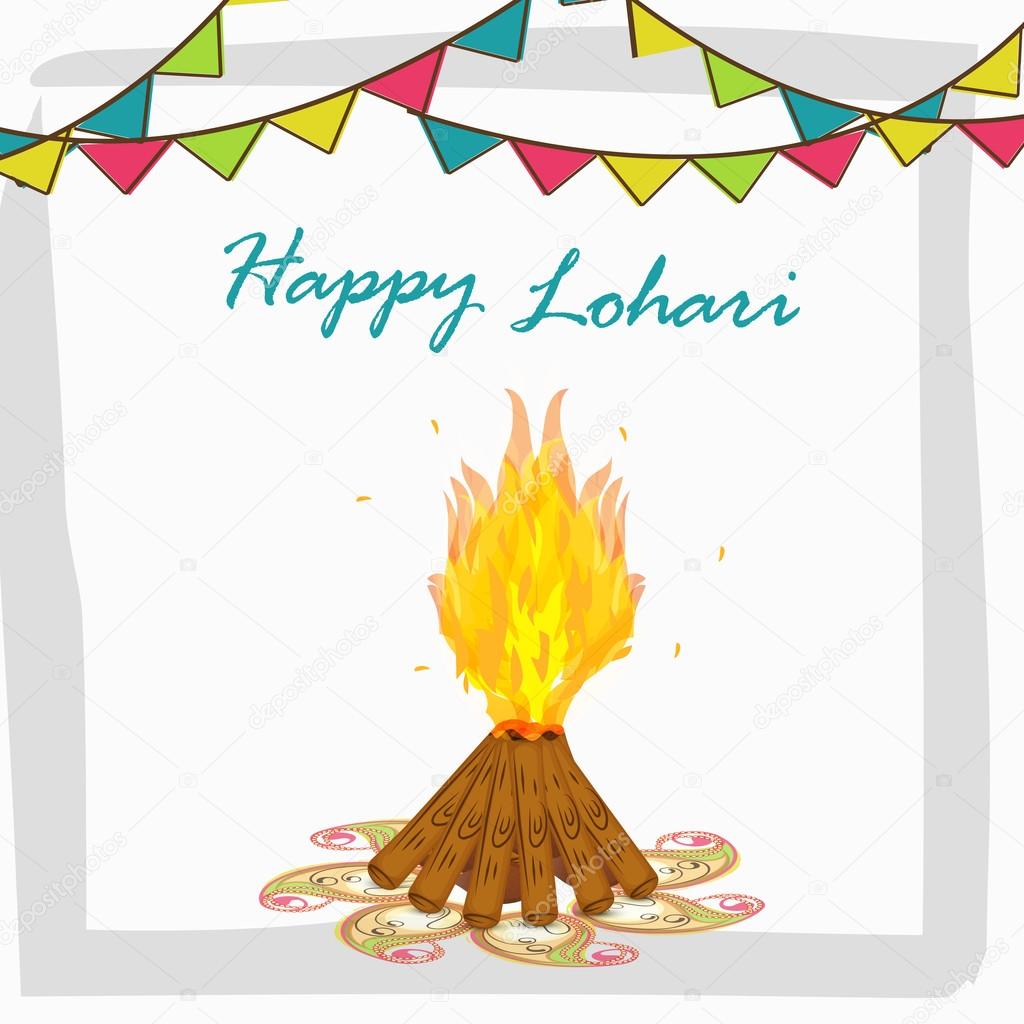 Greeting card for Happy Lohri celebration.
