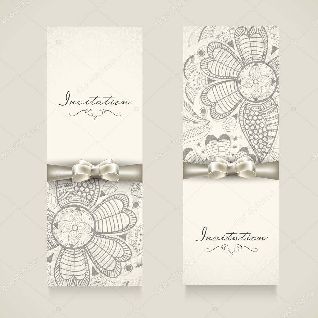 Concept of invitation card with floral decoration.