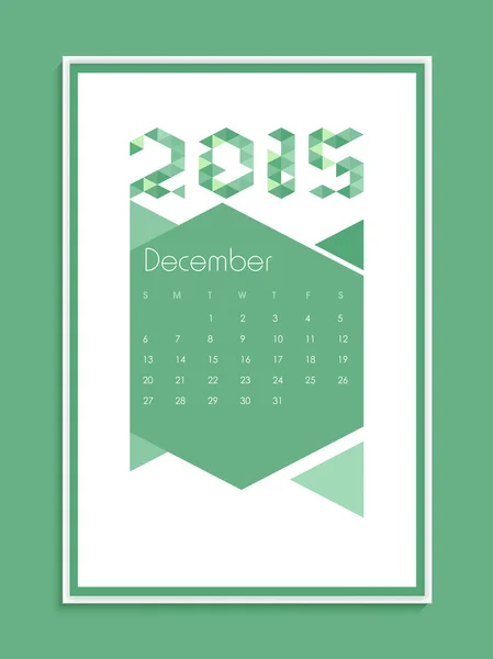 Maandkalender van December voor het jaar 2015 Nieuwjaar. — Stockvector