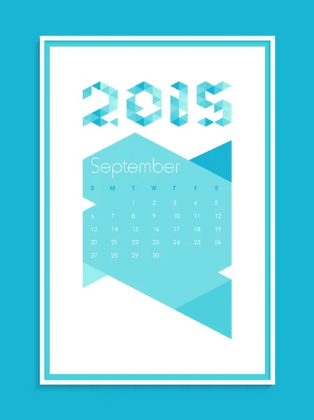 Maandkalender van September voor Nieuwjaar 2015. — Stockvector