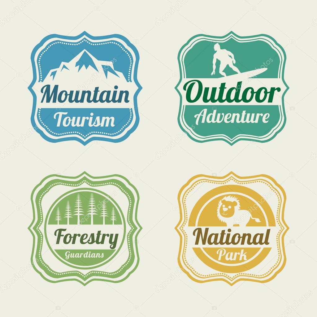 Badge, label and sticker for tourism.