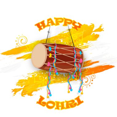 Punjabi festival, Happy Lohri celebration with drum. clipart