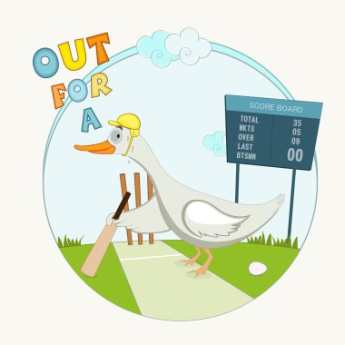 Cute duck with a bat or cricket concept. clipart