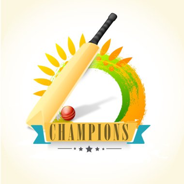 Parlak kırmızı top için kriket sopasıyla.