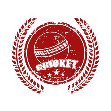 Kriket top ve defne çelengi ile yapışkan tasarım.