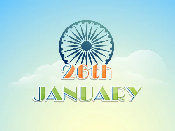 26 January, Indian Republic Day celebration with Ashoka Wheel. — Stock Vector