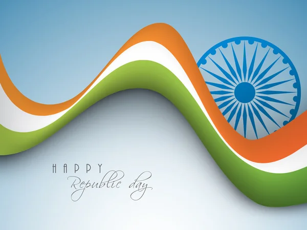Ondas de color de la bandera nacional con rueda de Ashoka para el Día de la República . — Vector de stock