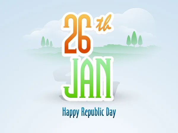 26. ledna, Happy Indická republika den oslav s textem. — Stockový vektor