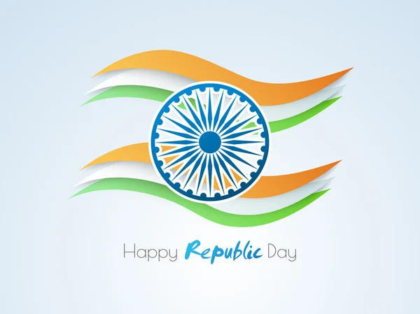 Happy Indian Republic Day celebration with Ashoka Wheel. — Stock Vector