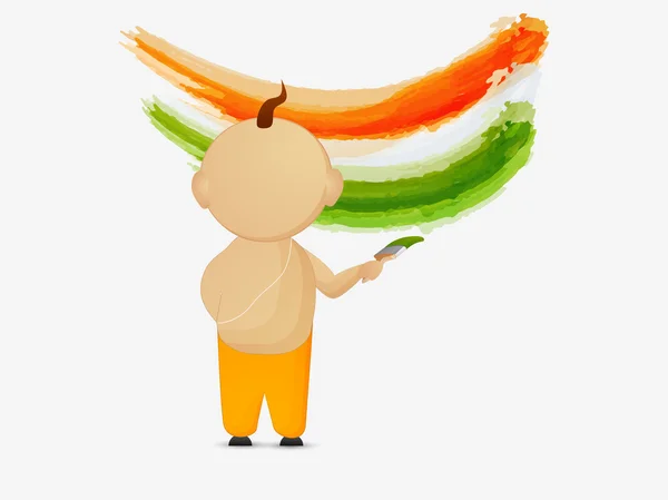 Celebración del Día de la República India con niño pequeño . — Vector de stock
