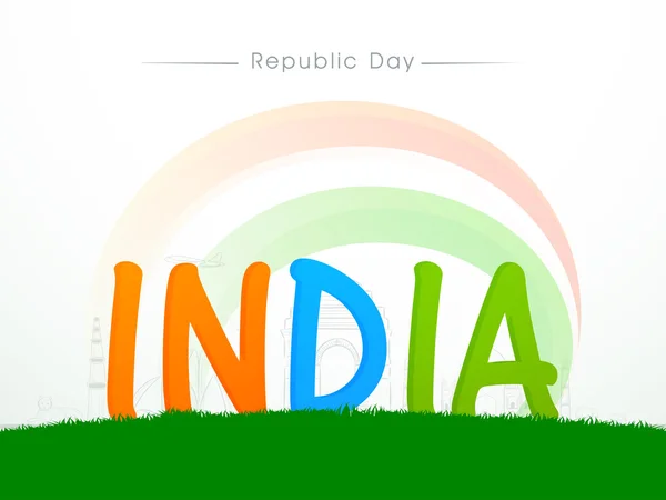3D κείμενο για εορτασμό ημέρα Δημοκρατίας ινδική. — Διανυσματικό Αρχείο