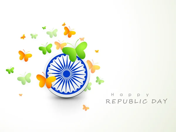 インド共和国記念日の蝶とアショカ ホイール. — ストックベクタ