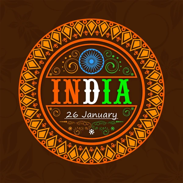 印度共和国日庆祝活动的不干胶标签或标签设计. — 图库矢量图片